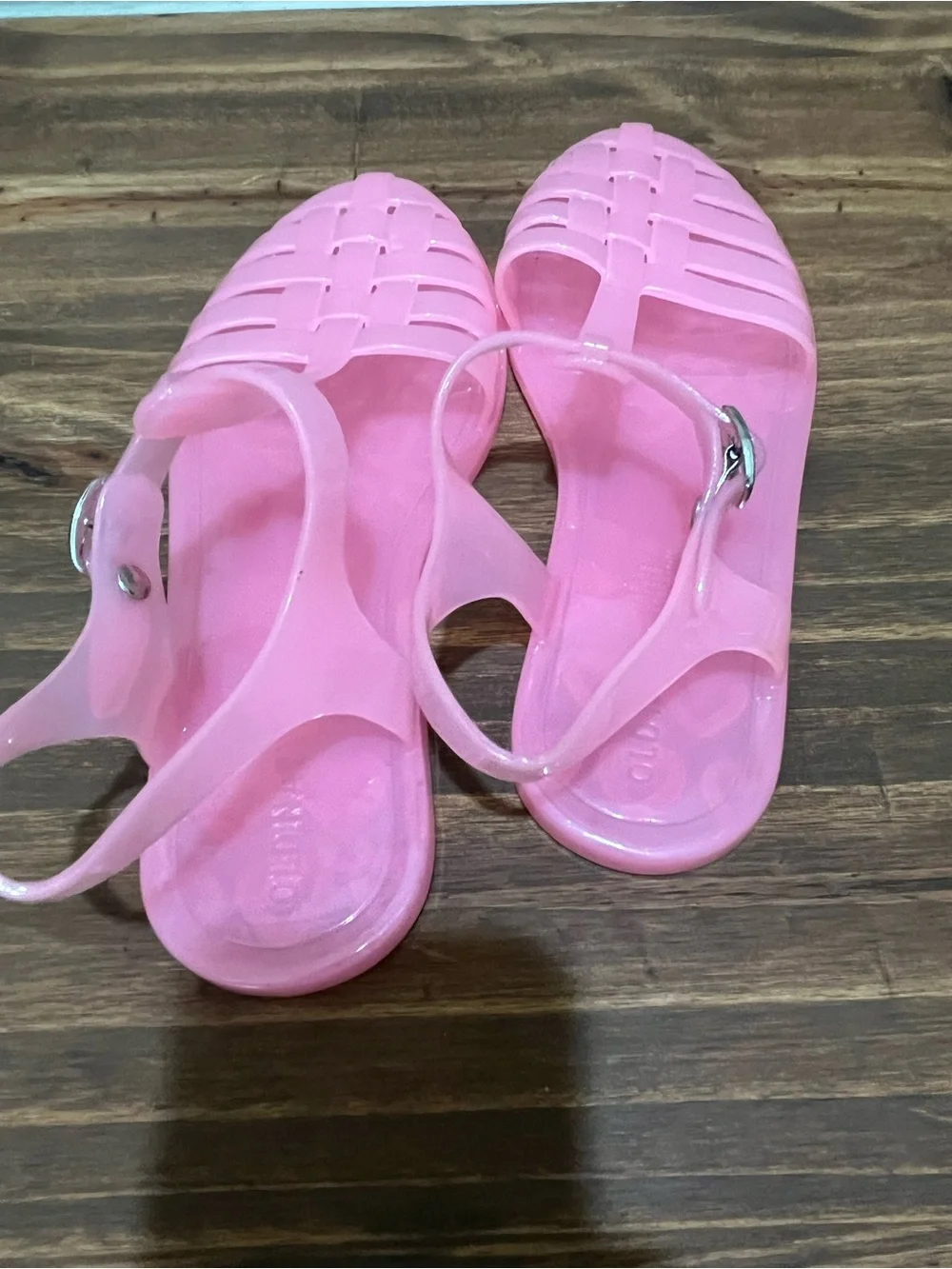 2 Pair of Girls Jelly Sandals in Pink and Ombre Mint-Purple Sz 2/3
